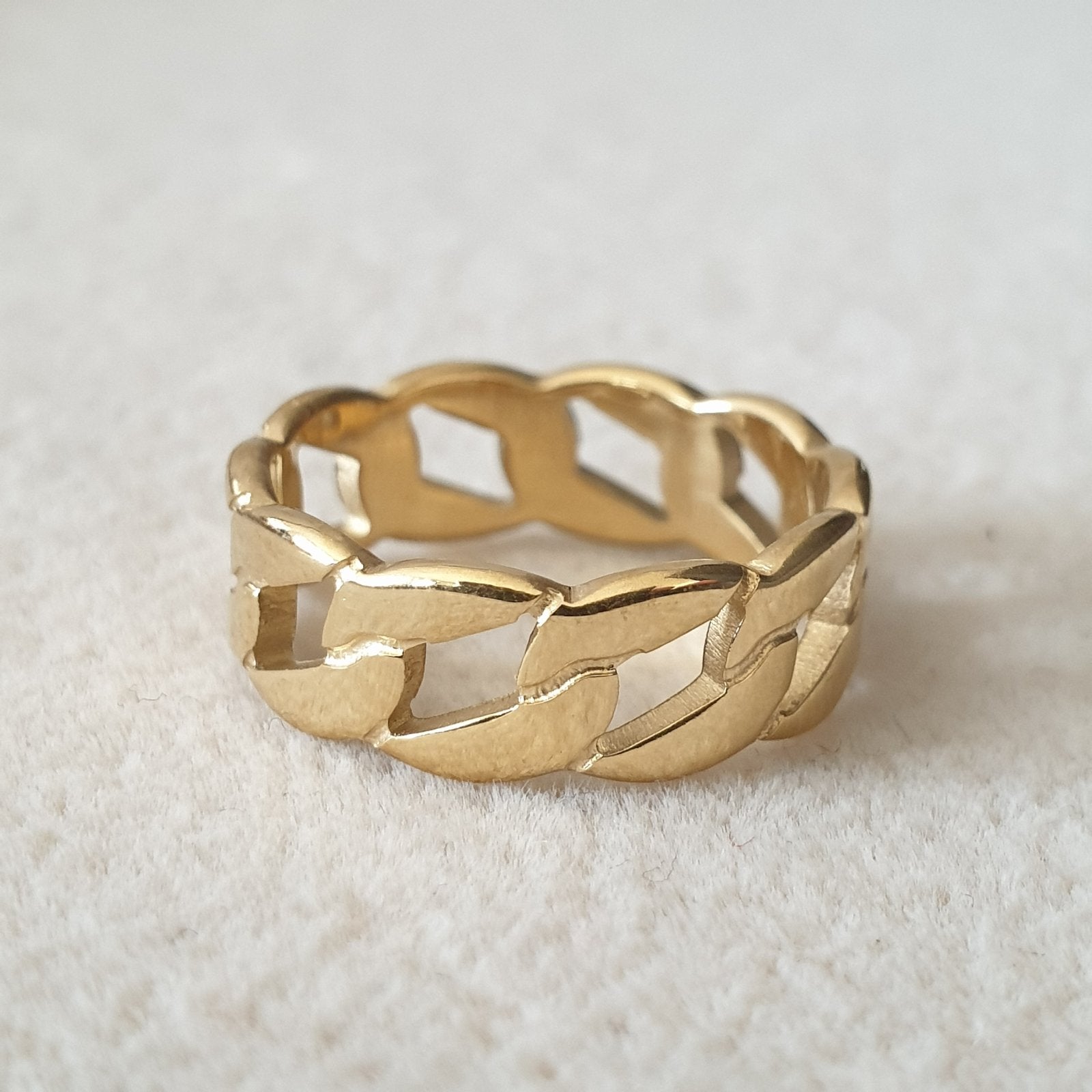 Bague acier garanti inoxydable anneau américain tendance dorée