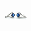 Boucle d'oreille argent Rhodié garanti œil pierre bleu