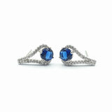 Boucle d'oreille argent Rhodié garanti œil pierre bleu