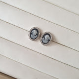 Boucles d'oreilles Argent Rhodié Garanti camé simple
