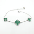Gourmette Argent Rhodié Garanti œil pierre bleu trèfle vert 3