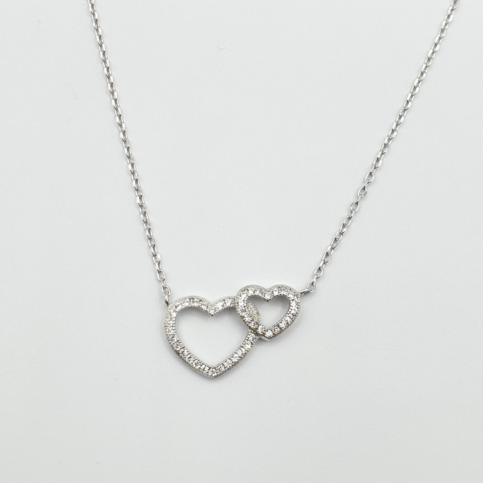 Collier argent Rhodié Garanti the couple of hearts
