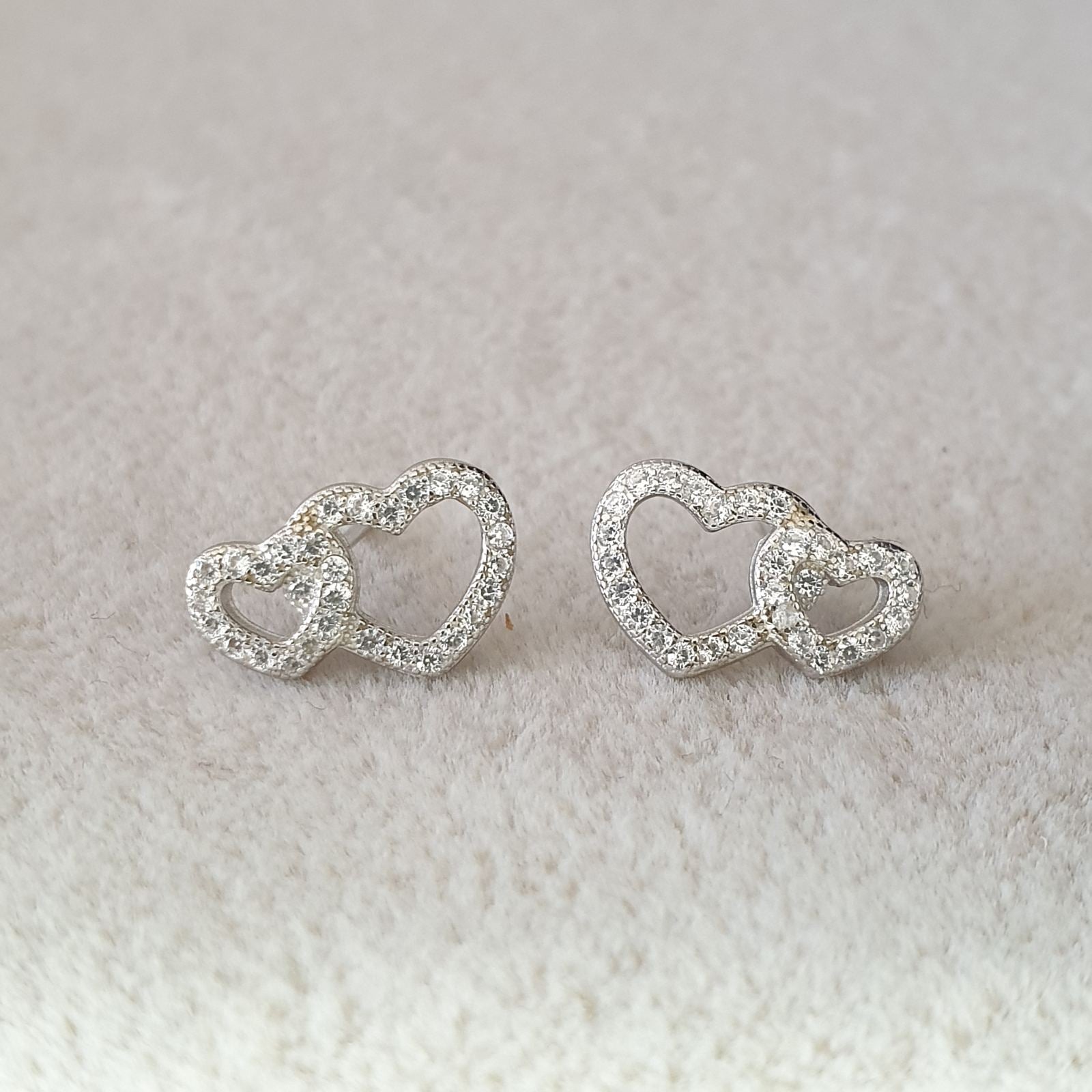 Boucle d'oreille argent Rhodié garanti the couple of hearts