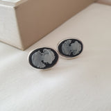 Boucles d'oreilles Argent Rhodié Garanti camé simple