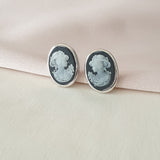 Boucles d'oreilles Argent Rhodié Garanti camé simple