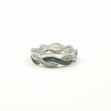 Bague Argent Rhodié garanti nacre vert torsadé