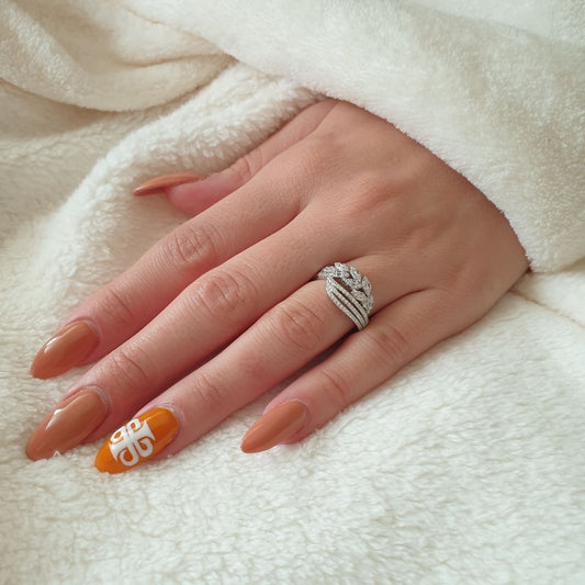 خاتم من الفضة مطلي بالروديوم مضمون للأميرة