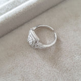 Bague  Argent Rhodié Garanti soldeargent - 40% carrée chargée