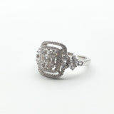 Bague  Argent Rhodié Garanti soldeargent - 40% carrée chargée