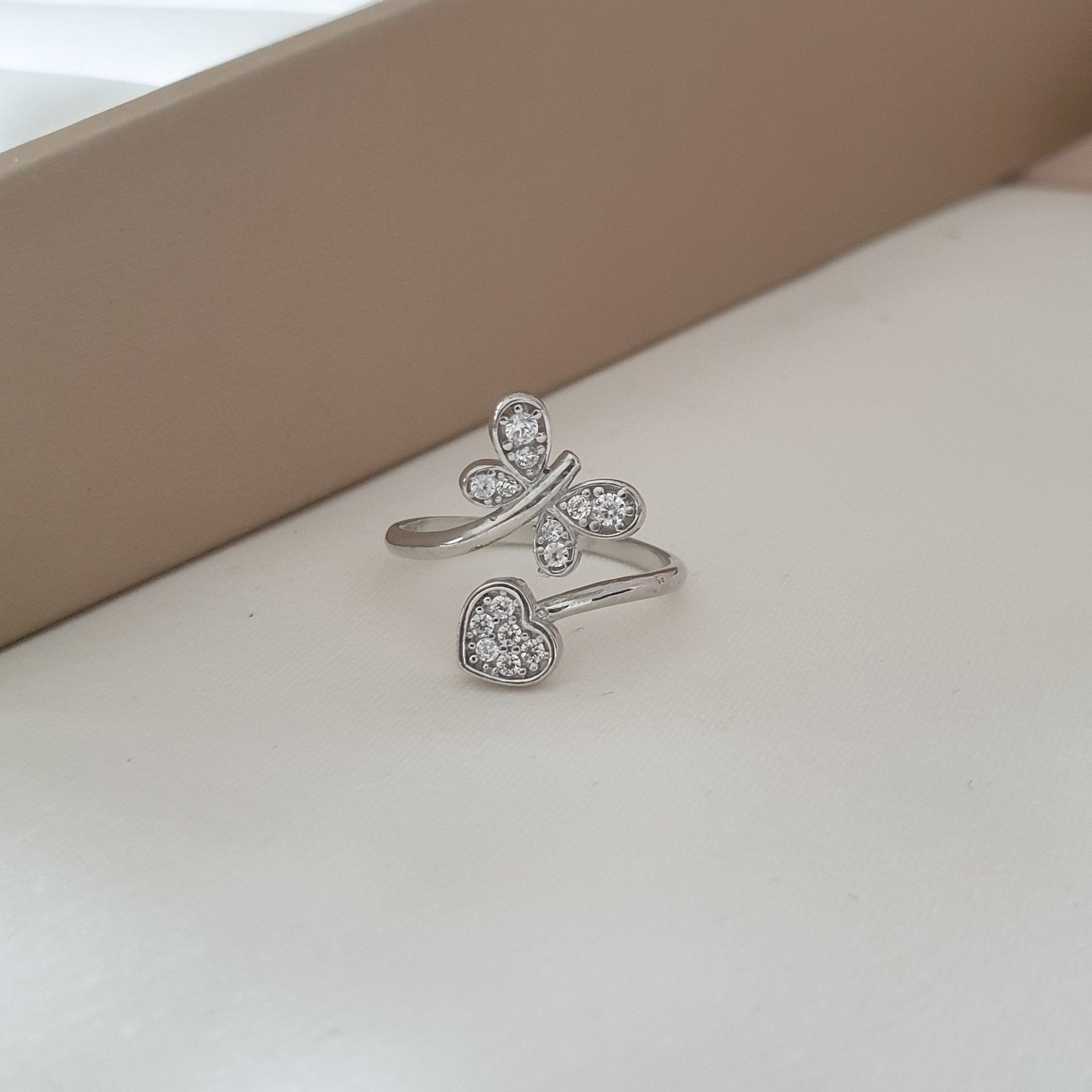 Bague  Argent Rhodié Garanti soldeargent - 40% papillon cœur