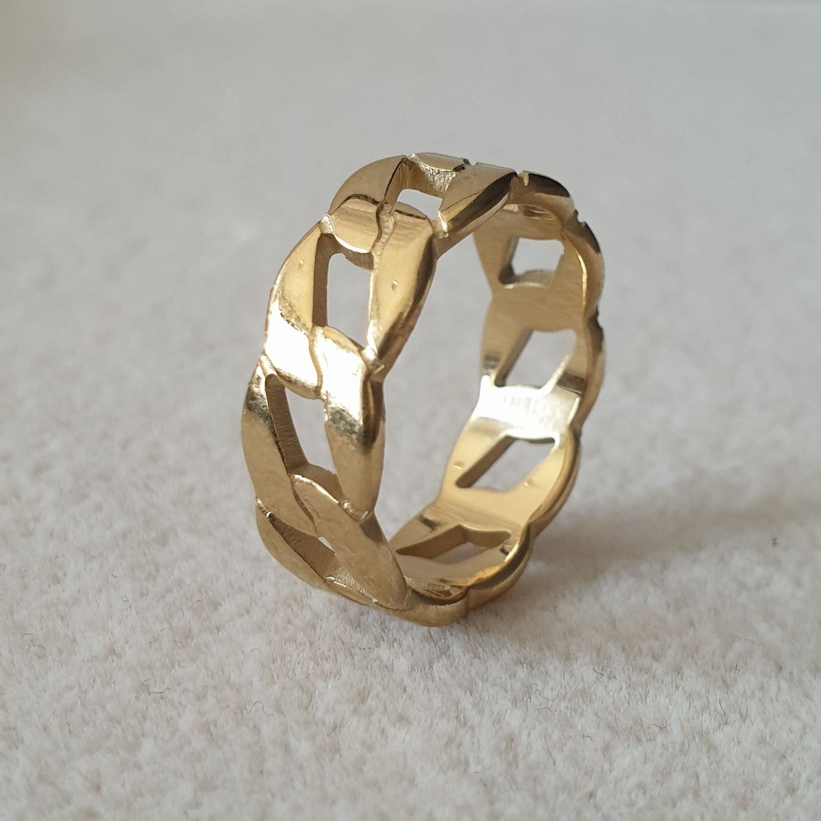 Bague acier garanti inoxydable anneau américain tendance dorée
