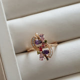 Bague xp tendance Plaqué or Xuping 2 fleurs couleurs