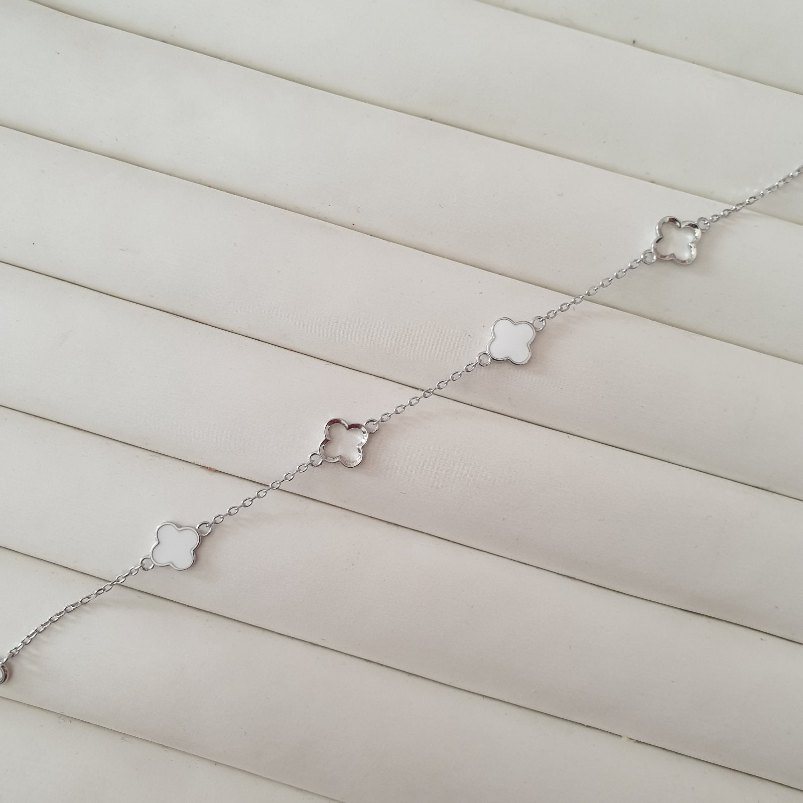 Gourmette Argent Rhodié Garanti soldeargent - 40% trèfle blanc trèfle vide