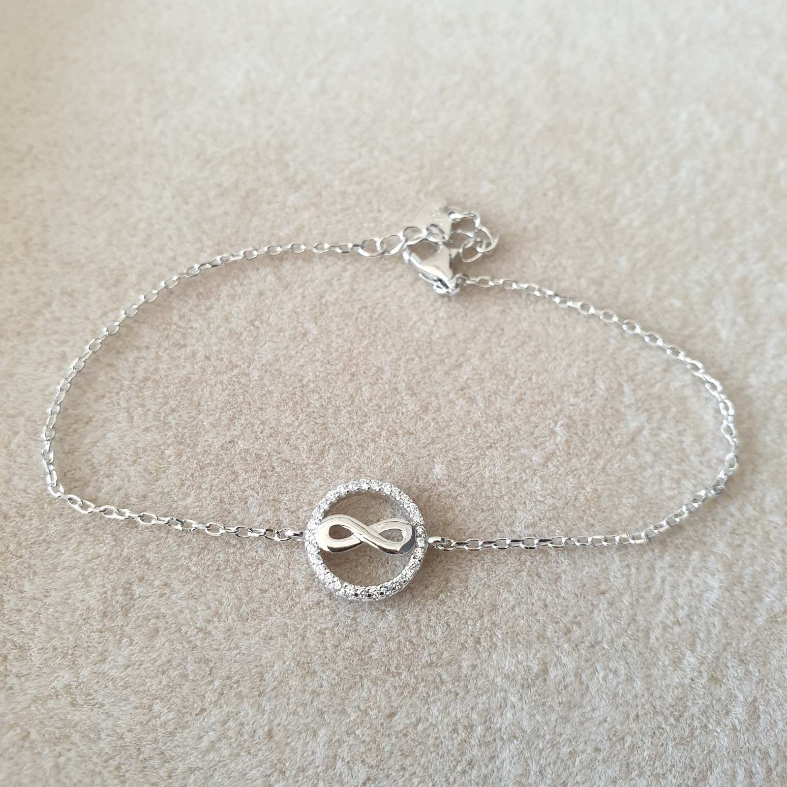 Gourmette Argent Rhodié Garanti infinity rond