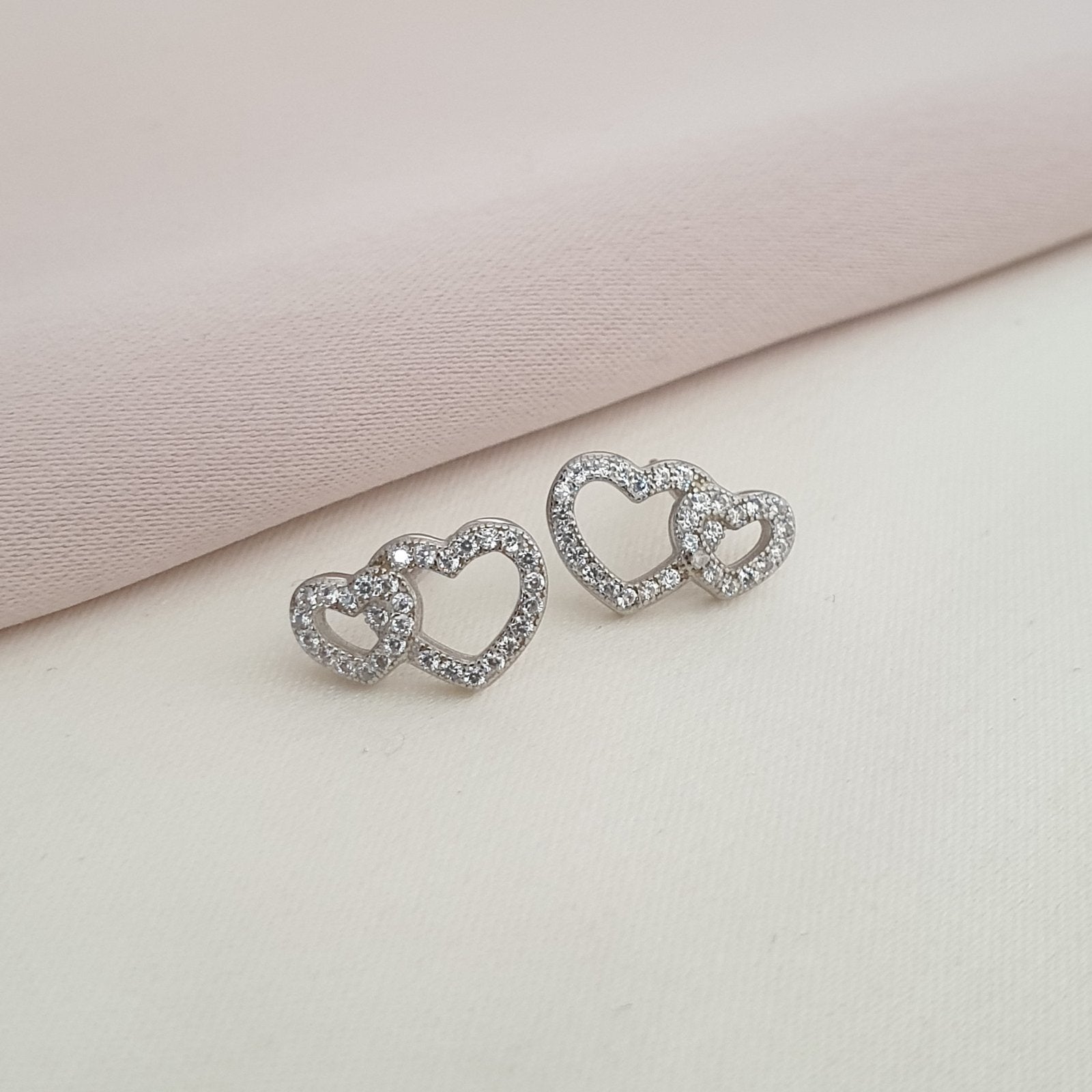 Boucle d'oreille argent Rhodié garanti the couple of hearts