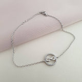 Gourmette Argent Rhodié Garanti infinity rond