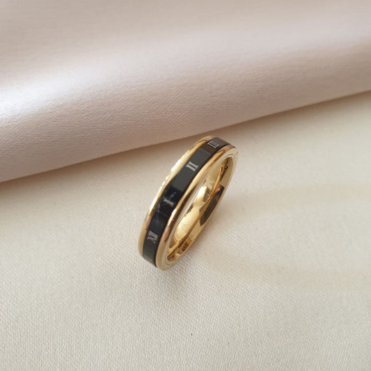 Bague acier garanti inoxydable anneau noir anti stress