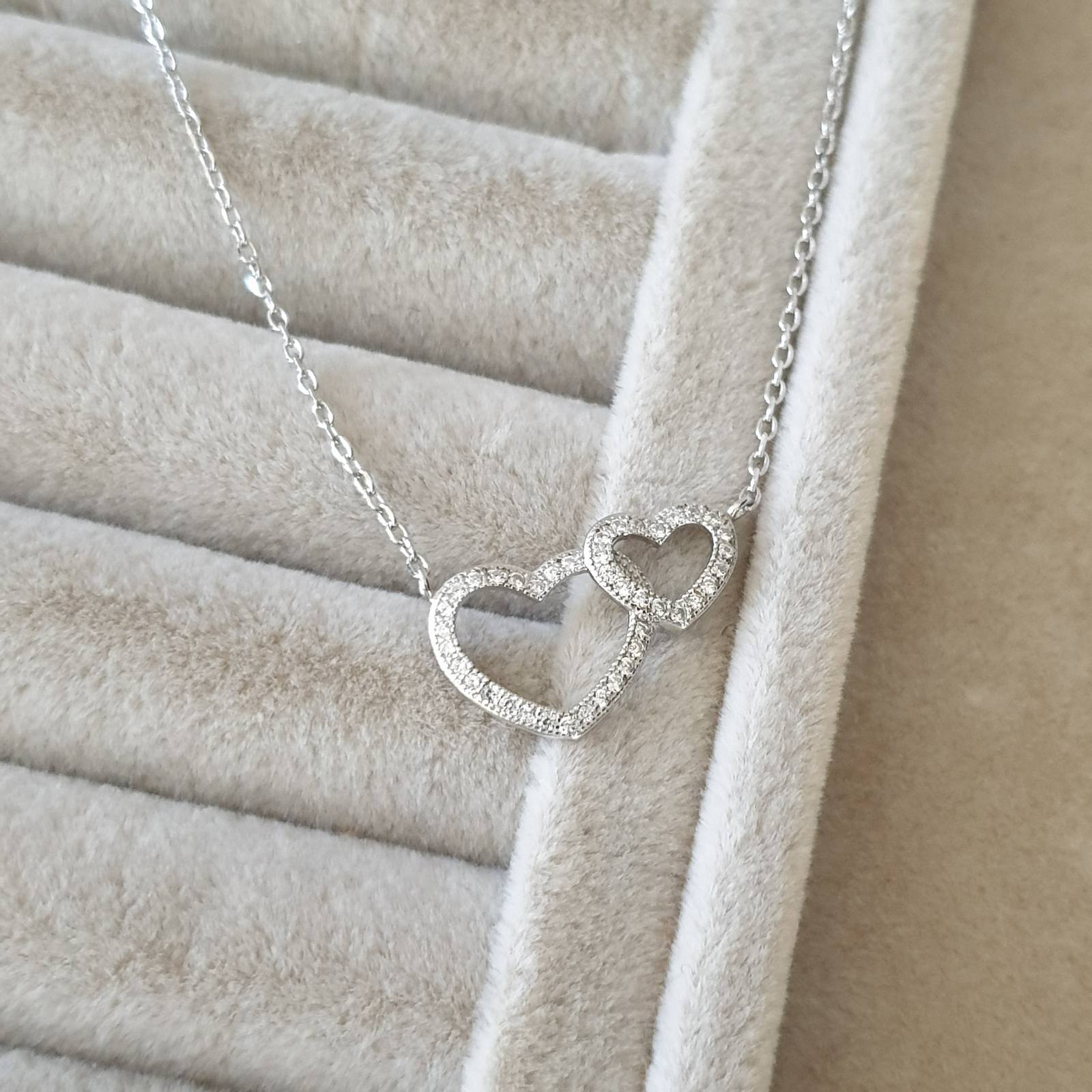 Collier argent Rhodié Garanti the couple of hearts