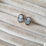 Boucles d'oreilles Argent Rhodié Garanti camé simple