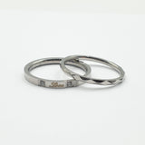 Bague acier garanti inoxydable double anneaux séparés love argenté