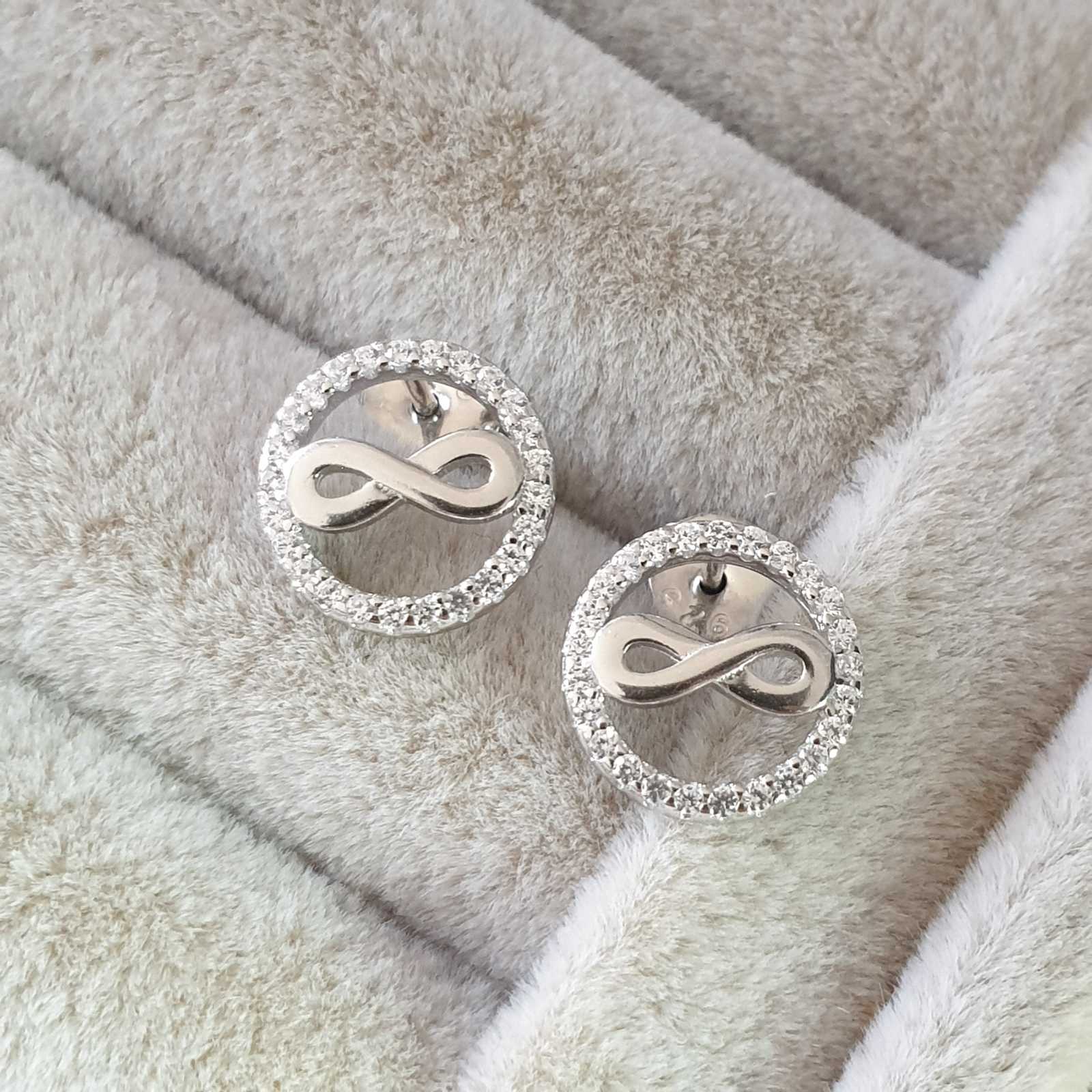Boucle d'oreille argent Rhodié garanti infinity rond soldeargent - 40%
