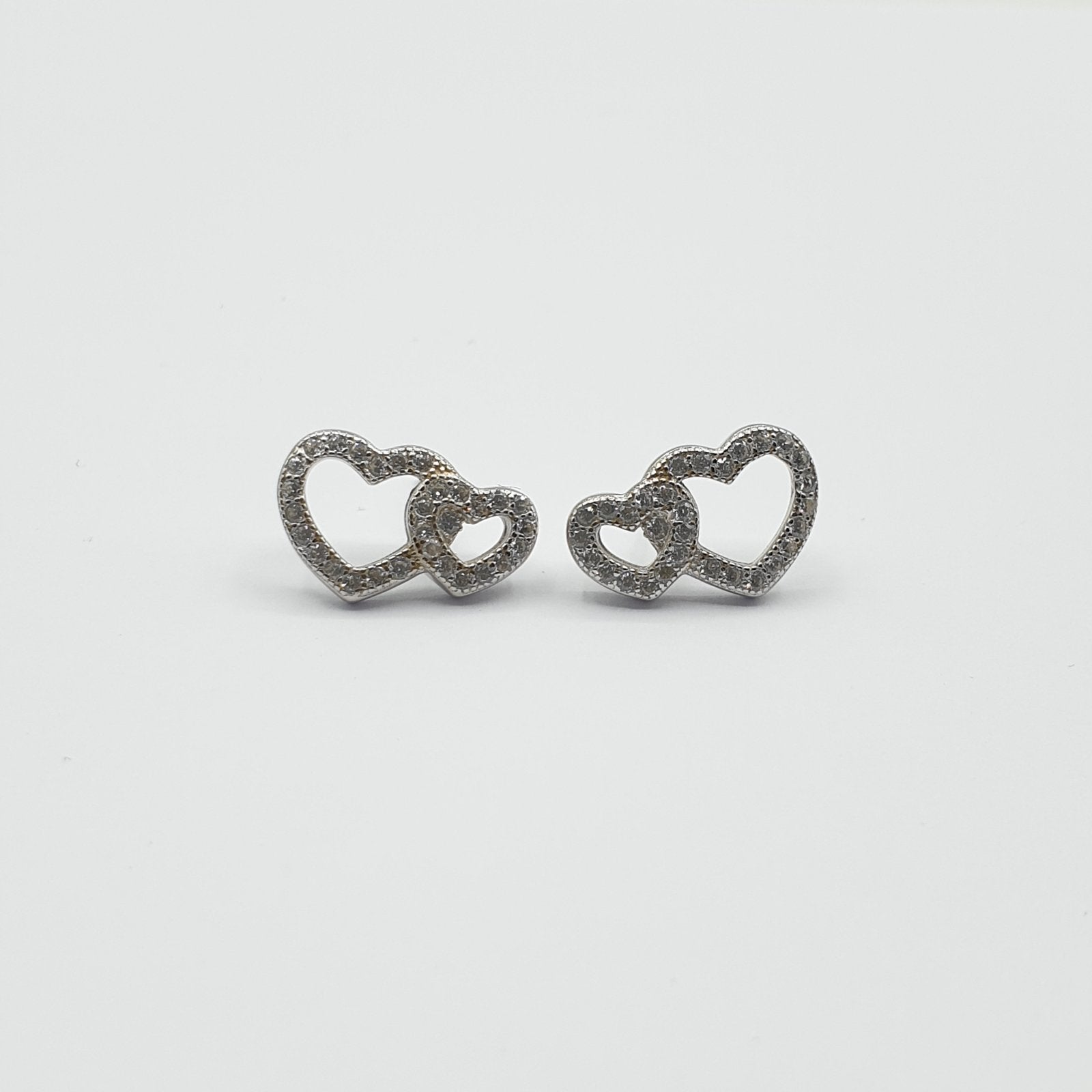 Boucle d'oreille argent Rhodié garanti the couple of hearts