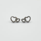 Boucle d'oreille argent Rhodié garanti the couple of hearts