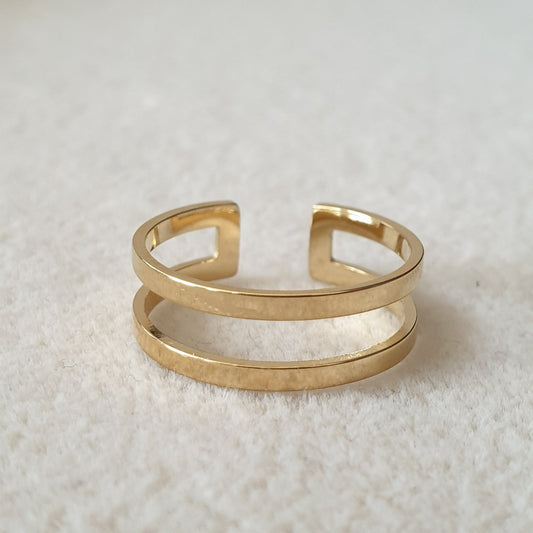 Bague acier garanti inoxydable anneau ouvert ajustable 2 traits