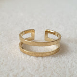 Bague acier garanti inoxydable anneau ouvert ajustable 2 traits