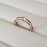 Bague acier garanti inoxydable rose gold solitaire