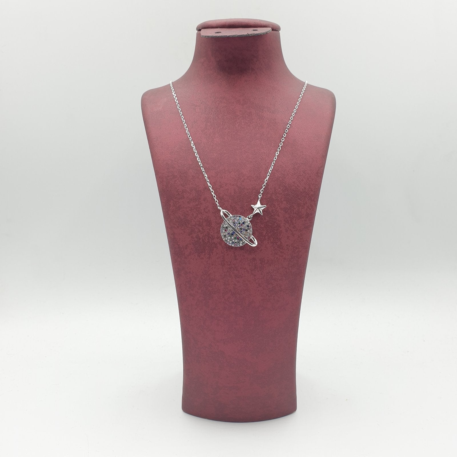 Collier Argent Rhodié Garanti planet