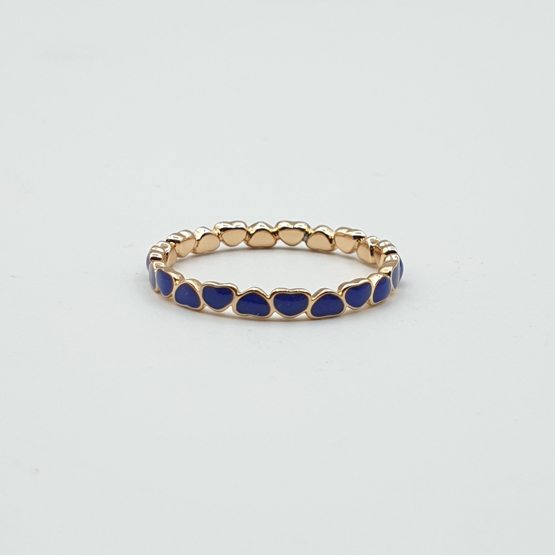 خاتم XP عصري مطلي بالذهب Xuping مطلي بالمينا على شكل قلب أزرق منتصف الليل