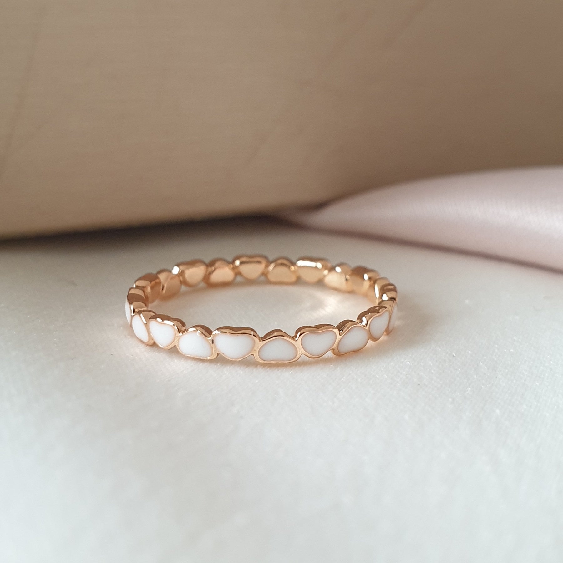 Bague xp tendance anneau plaqué Or Xuping  émaillé cœur blanc