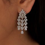 Boucle d'oreille Argent Rhodié Garanti soldeargent - 40% 3 lignes pendantes