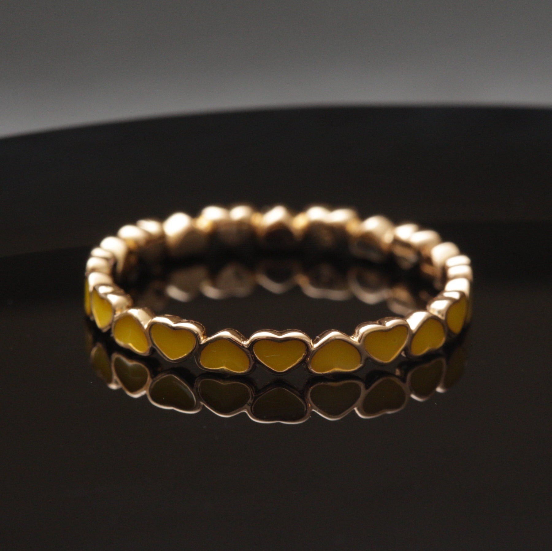 خاتم XP عصري مطلي بالذهب Xuping قلب أصفر مطلي بالمينا