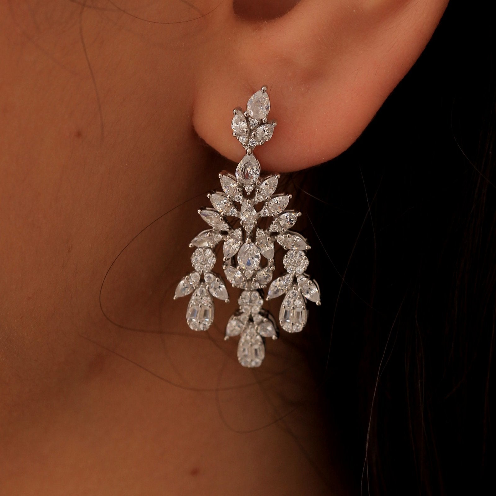 Boucle d'oreille Argent Rhodié Garanti soldeargent - 40% 3 pendants