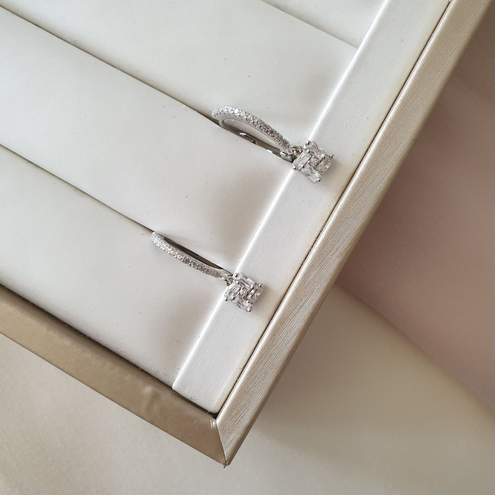Boucle d'oreille Argent Rhodié Garanti soldeargent - 40% créole pendant carré