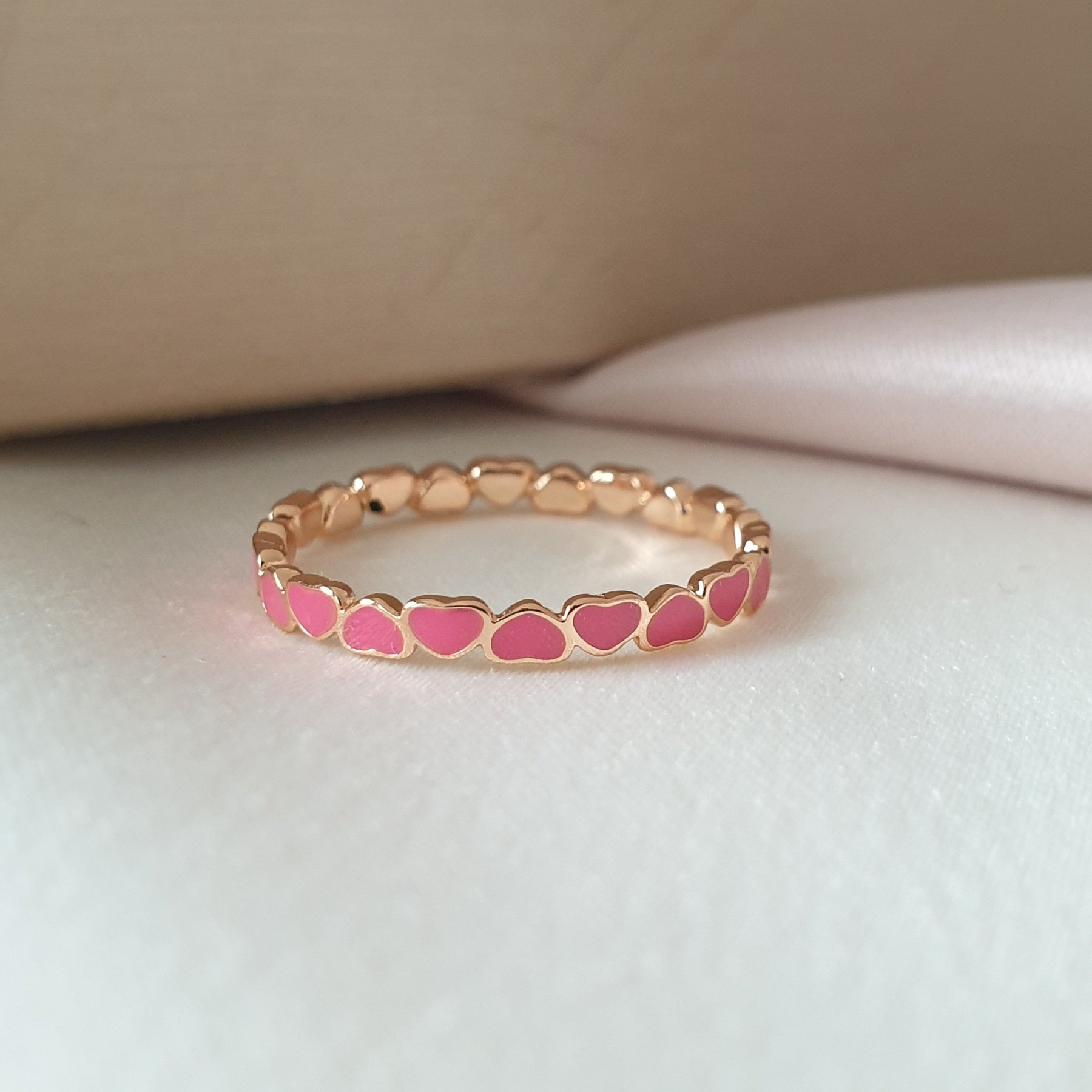 Bague xp tendance anneau plaqué Or Xuping  émaillé cœur rose