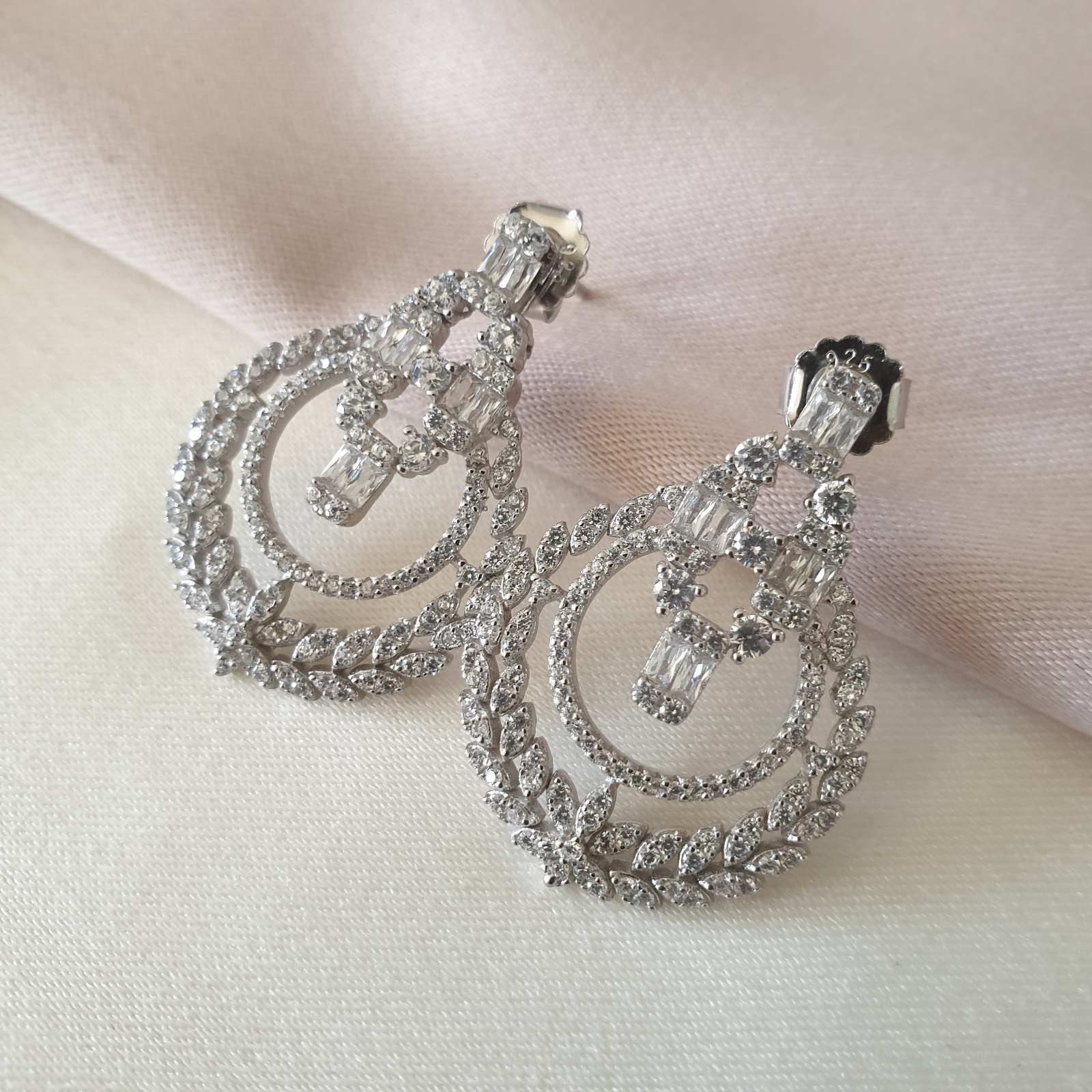 Boucle d'oreille Argent Rhodié Garanti soldeargent - 40%  pendant chargé classique