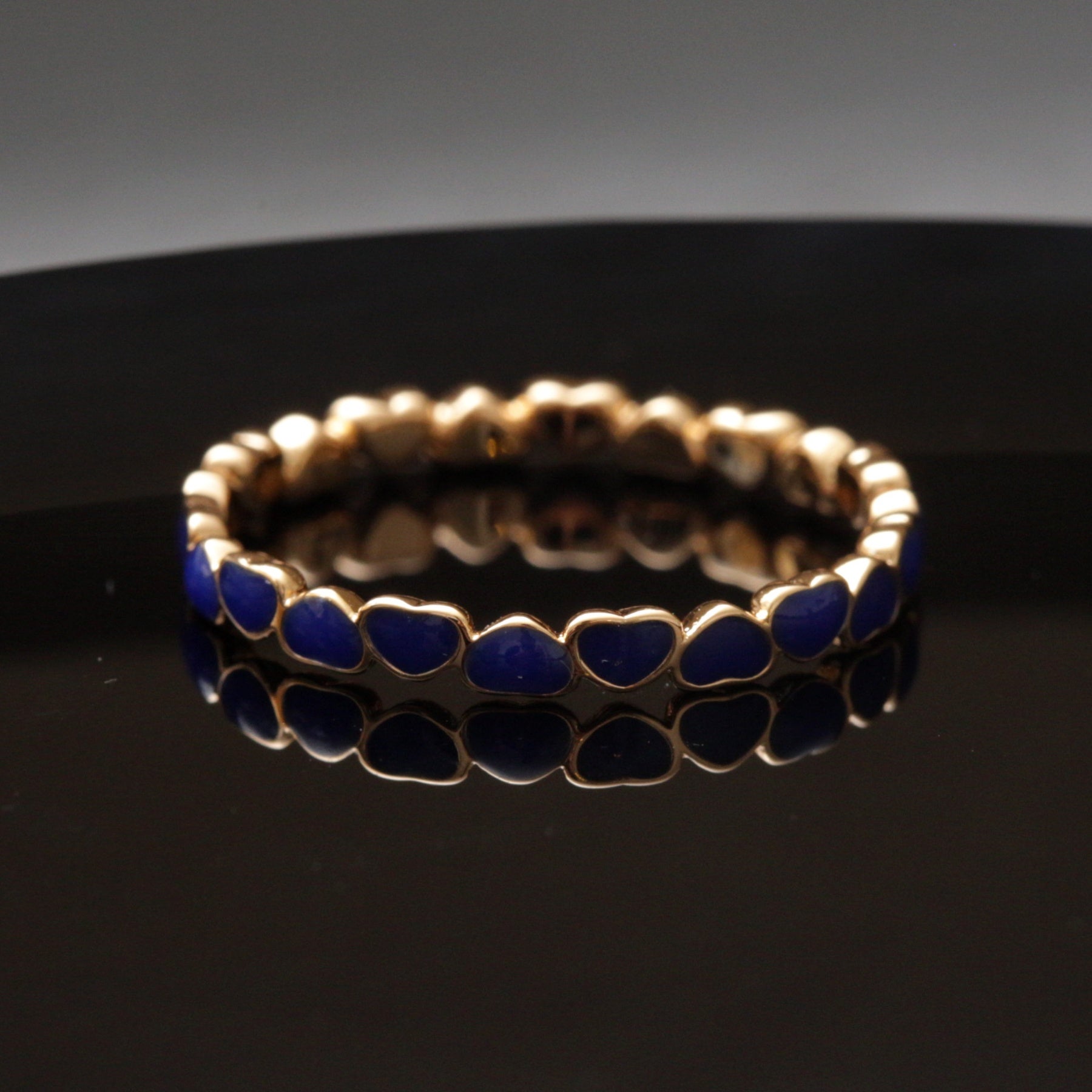 خاتم XP عصري مطلي بالذهب Xuping مطلي بالمينا على شكل قلب أزرق منتصف الليل