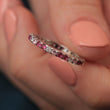 Bague Argent Rhodié Garanti pierres rouge