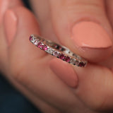 Bague Argent Rhodié Garanti pierres rouge
