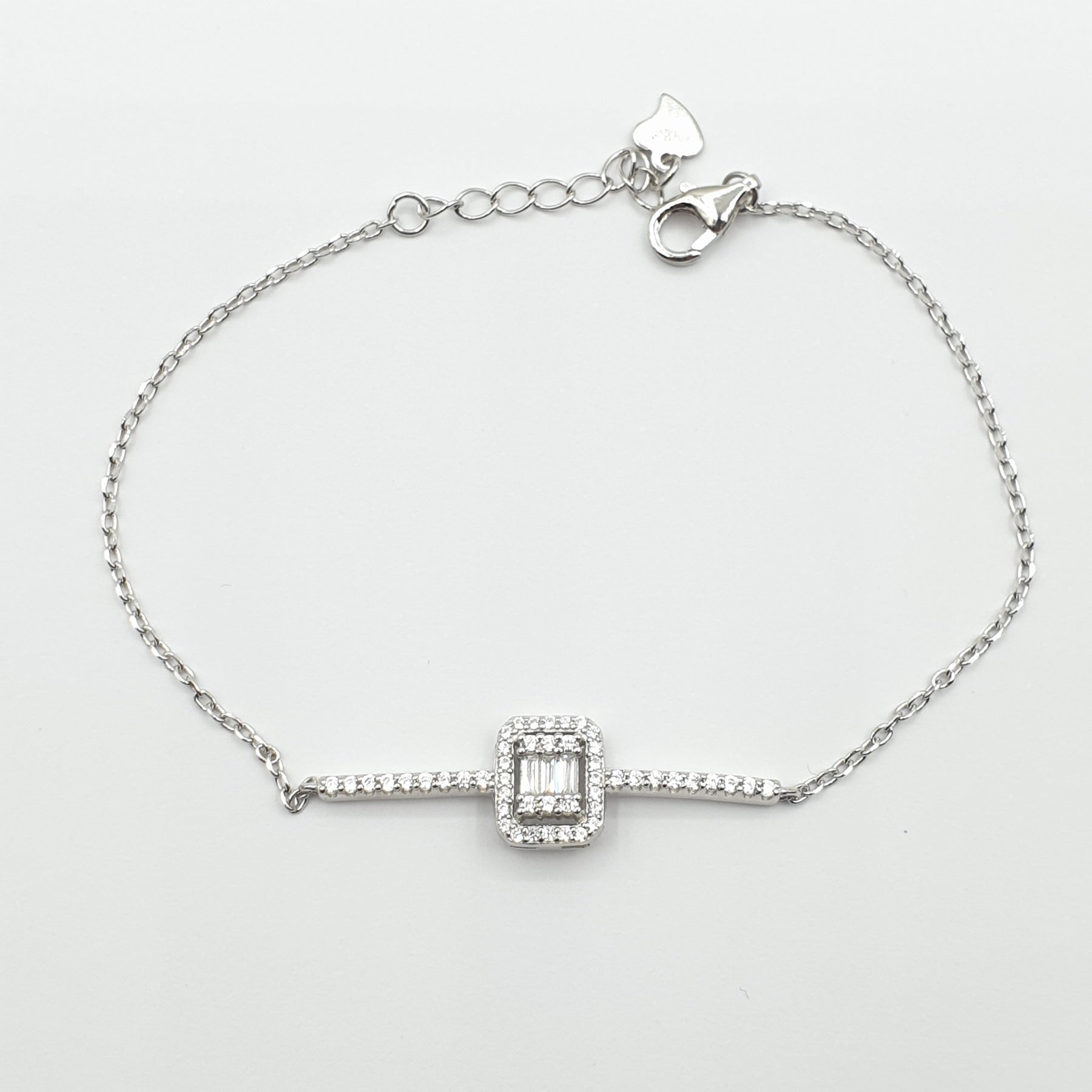 Gourmette argent Rhodié garanti le rectangle en trait