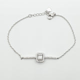 Gourmette argent Rhodié garanti le rectangle en trait