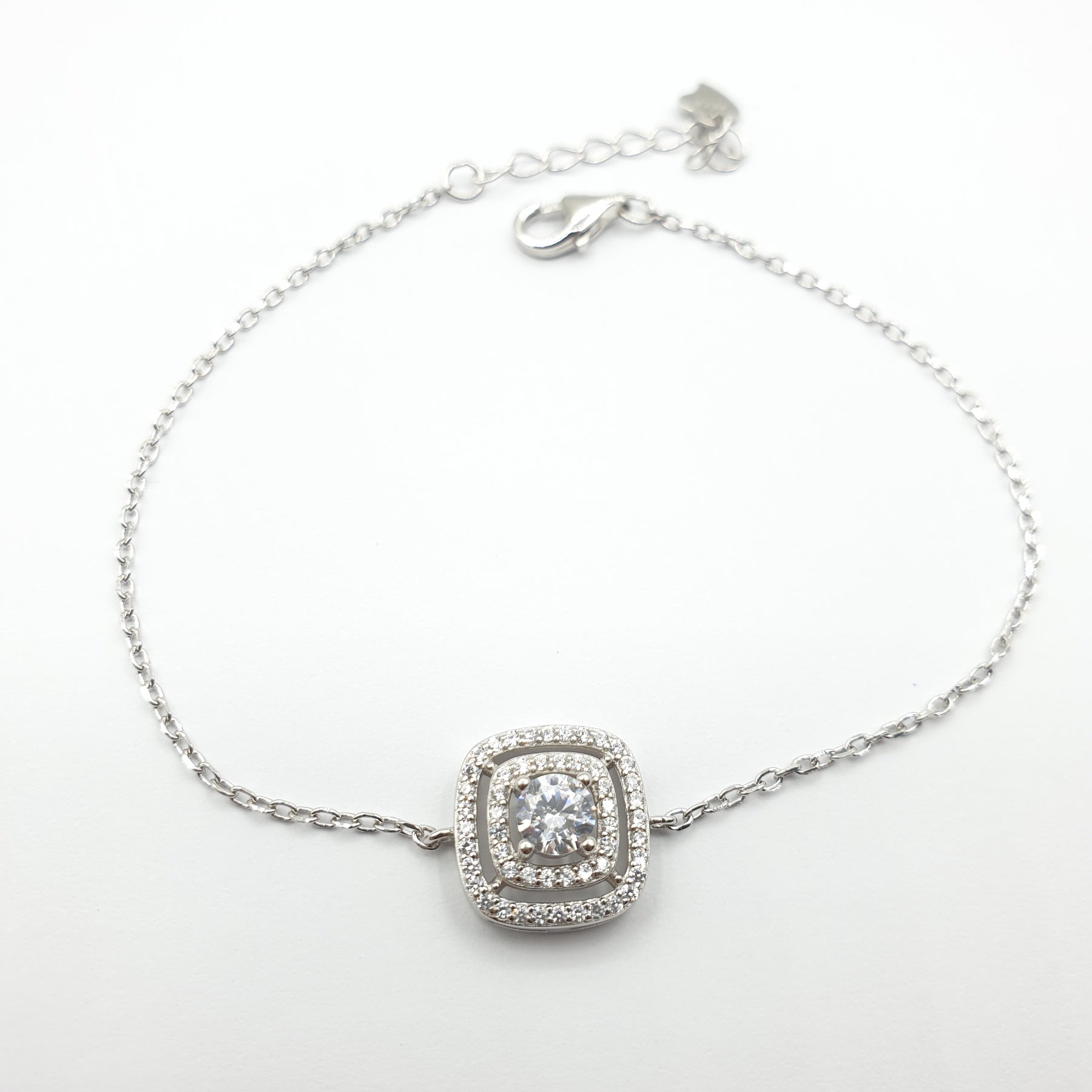Gourmette argent Rhodié garanti double carré