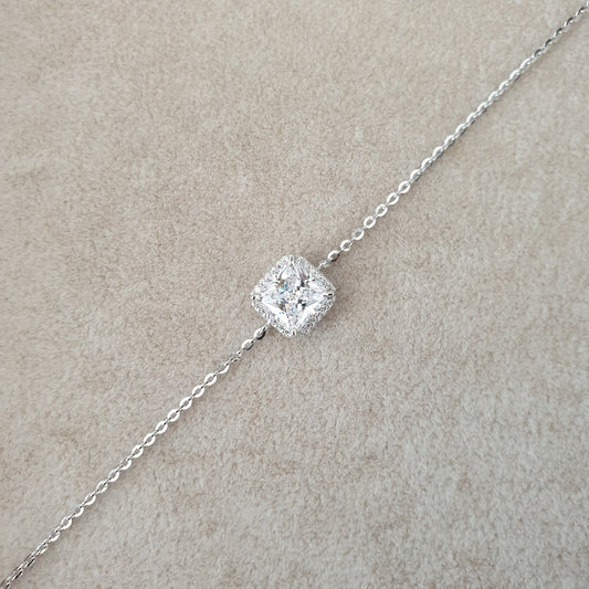 Gourmette argent Rhodié garanti gros carré