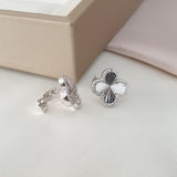 Boucle d'oreille argent Rhodié garanti trèfle blanc soldeargent - 40%
