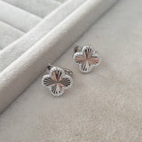 Boucle d'oreille argent Rhodié garanti trèfle blanc soldeargent - 40%