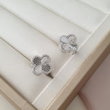 Boucle d'oreille argent Rhodié garanti trèfle blanc soldeargent - 40%