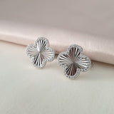 Boucle d'oreille argent Rhodié garanti trèfle blanc soldeargent - 40%